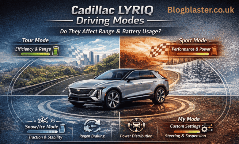 do the driving modes in cadillac lyriq offer different ranges or battery usages